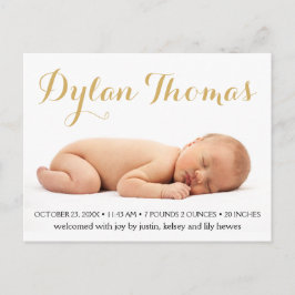 Eenvoudige Elegance Aangepaste Fotogeboorte Aankon Aankondigingskaart