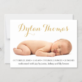 Eenvoudige Elegance Aangepaste Fotogeboorte Aankon Magnetische Uitnodiging