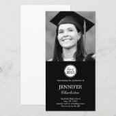 Eenvoudige Elegance Afstuderen Aankondiging Fotoka (Voorkant / Achterkant)