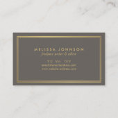 Eenvoudige Elegance Art Deco Stijl Grijs/Faux Gold Visitekaartje (Achterkant)