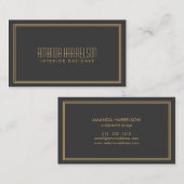 Eenvoudige Elegance Art Deco Stijl Grijs/Goud Visitekaartje (Voorkant / Achterkant)