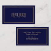 Eenvoudige Elegance Art Deco Stijl Marine/Faux Gou Visitekaartje (Voorkant / Achterkant)