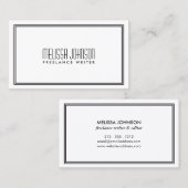 Eenvoudige Elegance Art Deco Stijl Wit/Zwart Visitekaartje (Voorkant / Achterkant)
