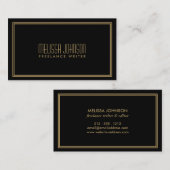 Eenvoudige Elegance Art Deco Stijl Zwart/Goud Visitekaartje (Voorkant / Achterkant)
