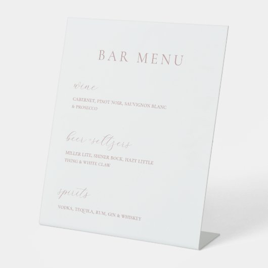 Eenvoudige Elegance Bar Menu Sign Reclamebord Met Voetstuk (Voorkant)