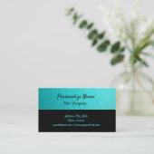 Eenvoudige Elegance Blauwgroen & Zwarte Lederen Lo Visitekaartje (Staand voorkant)