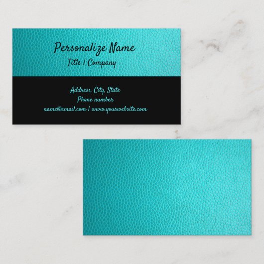 Eenvoudige Elegance Blauwgroen & Zwarte Lederen Lo Visitekaartje (Voorkant / Achterkant)