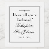 Eenvoudige Elegance Bridesmaid-etiketten met ontwe Wijn Etiket (Enkel label)