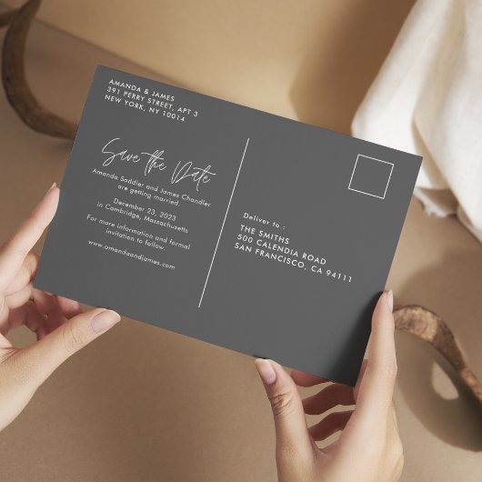 Eenvoudige Elegance Budget Script Foto Opslaan van Briefkaart