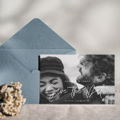 Eenvoudige Elegance Budget Script Foto Opslaan van Briefkaart