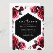 Eenvoudige Elegance Crimson Red Wedding Save The Date (Voorkant / Achterkant)