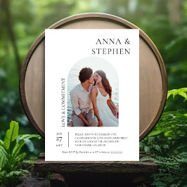 Eenvoudige Elegance Fotocommitment Ceremonie Kaart
