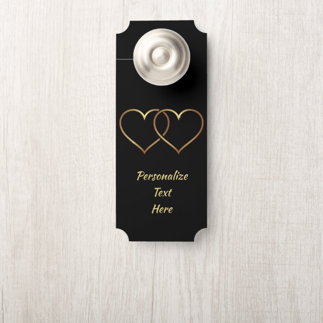 Eenvoudige Elegance Gold & Black Hearts Joined Roo Deurhanger (Op knop)