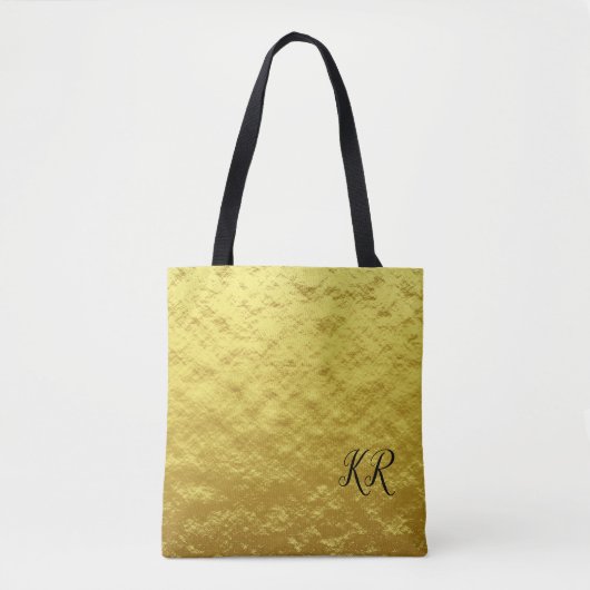 Eenvoudige Elegance Gouden Zak Zwart Classy Monogr Tote Bag (Voorkant)