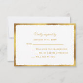Eenvoudige Elegance Luxe Gold Edge Bruiloft Reacti RSVP Kaartje (Voorkant)