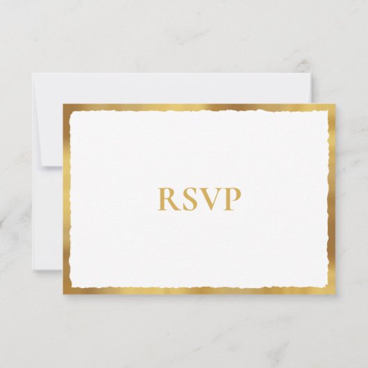 Eenvoudige Elegance Luxe Gold Edge Bruiloft Reacti RSVP Kaartje (Achterkant)