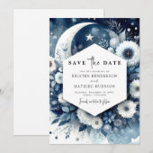 Eenvoudige Elegance Maanverlichte bruiloft Save The Date (Voorkant / Achterkant)