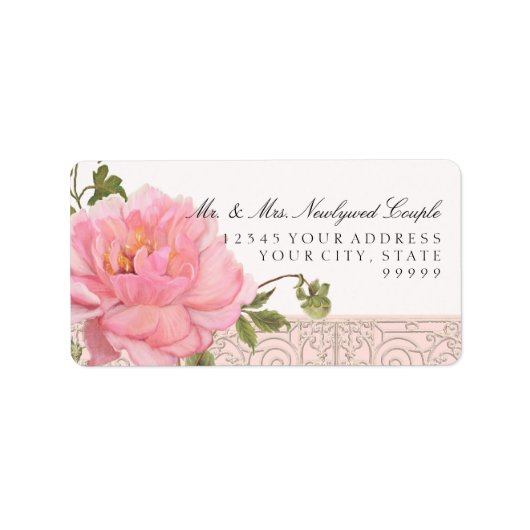 Eenvoudige Elegance Peony Flower Art Typografie Etiket (Voorkant)