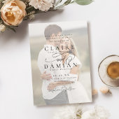 Eenvoudige Elegance Romantisch Script foto bruilof Kaart