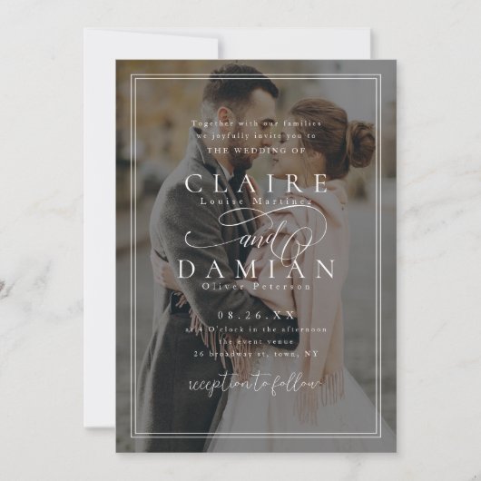 Eenvoudige Elegance Romantisch Script foto bruilof Kaart (Voorkant)