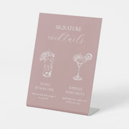 Eenvoudige Elegance Signature Cocktail Sign Reclamebord Met Voetstuk