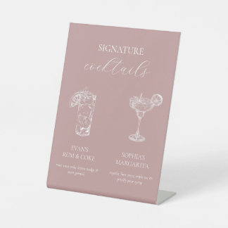 Eenvoudige Elegance Signature Cocktail Sign Reclamebord Met Voetstuk