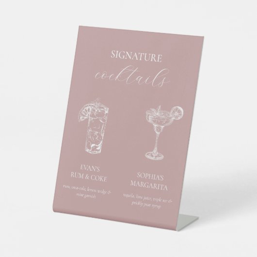 Eenvoudige Elegance Signature Cocktail Sign Reclamebord Met Voetstuk (Voorkant)