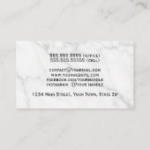 Eenvoudige Elegance Wit Marmer Info op de rug Visitekaartje (Achterkant)