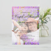 Eenvoudige Elegant 2 Foto Minimalist Paar Douche Kaart (Staand voorkant)