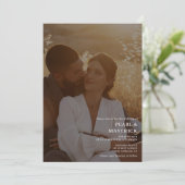 Eenvoudige elegant 2 foto's, wit, zwart bruiloft kaart (Staand voorkant)