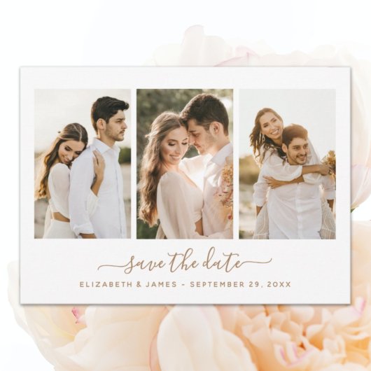Eenvoudige Elegant 3 Foto bewaart de Datum Uitnodi Save The Date