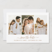 Eenvoudige Elegant 3 Foto bewaart de Datum Uitnodi Save The Date (Voorkant)
