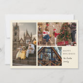 Eenvoudige Elegant 3 foto collage Minimal Christma Feestdagenkaart (Voorkant)