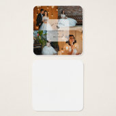 Eenvoudige Elegant 4-fotokolonie bruiloft Vierkante Visitekaartjes (Voorkant /achterkant)