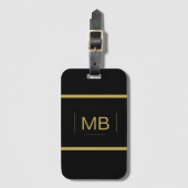 Eenvoudige Elegant, aangepast zwart monogram, goud Bagagelabel (Voorkant (verticaal))