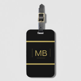 Eenvoudige Elegant, aangepast zwart monogram, goud Bagagelabel