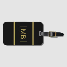 Eenvoudige Elegant, aangepast zwart monogram, goud Bagagelabel