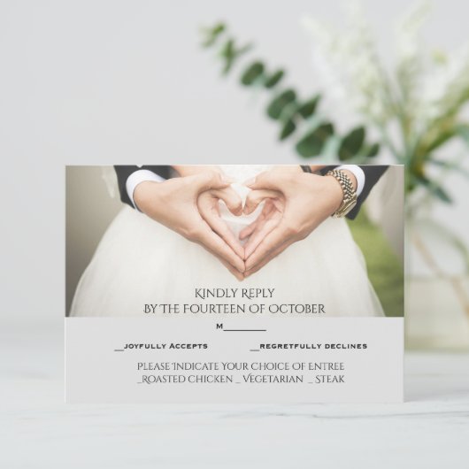 Eenvoudige Elegant aangepaste RSVP-kaart met keuze Aankondiging (Staand voorkant)