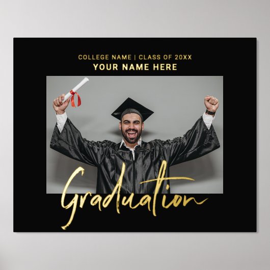 Eenvoudige Elegant Afstuderen Photo Folie Print (Voorkant)