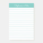 Eenvoudige Elegant Aqua Lined Personated Post-it® Notes (Voorkant)