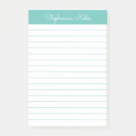 Eenvoudige Elegant Aqua Lined Personated Post-it® Notes