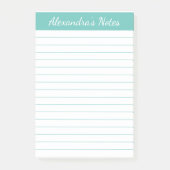 Eenvoudige Elegant Aqua Lined Personated Post-it® Notes (Voorkant)