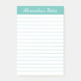 Eenvoudige Elegant Aqua Lined Personated Post-it® Notes