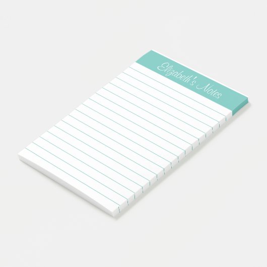 Eenvoudige Elegant Aqua Lined Personated Post-it® Notes (Schuin)
