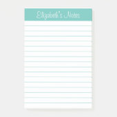 Eenvoudige Elegant Aqua Lined Personated Post-it® Notes (Voorkant)
