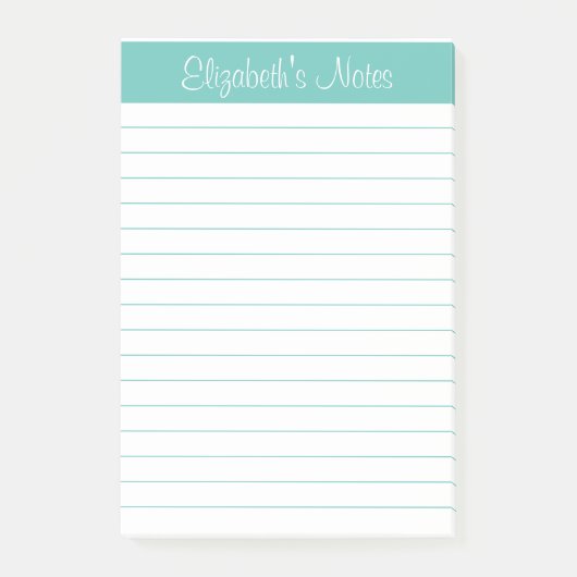 Eenvoudige Elegant Aqua Lined Personated Post-it® Notes (Voorkant)