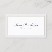 Eenvoudige Elegant Attorney White met Border Visitekaartje (Voorkant)