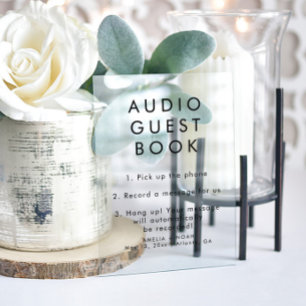 Eenvoudige Elegant Audio Guestbook Wedding Acryl Bord