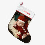 Eenvoudige Elegant Baby's Eerste Kerstmis 1 Foto Grote Kerstsok (Voorkant (Hangend))