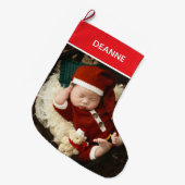 Eenvoudige Elegant Baby's Eerste Kerstmis 1 Foto Grote Kerstsok (Voorkant (Hangend))